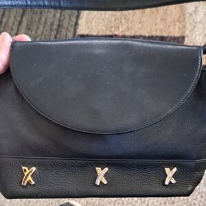 Paloma Picasso Black Leather Crossbody with Gold X Accents
